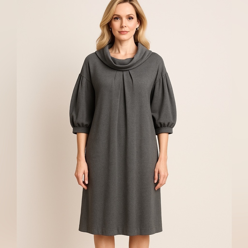 Adrienne Vittadini balloon sleeve grey tunic or mini balloon sleeve dress size 8